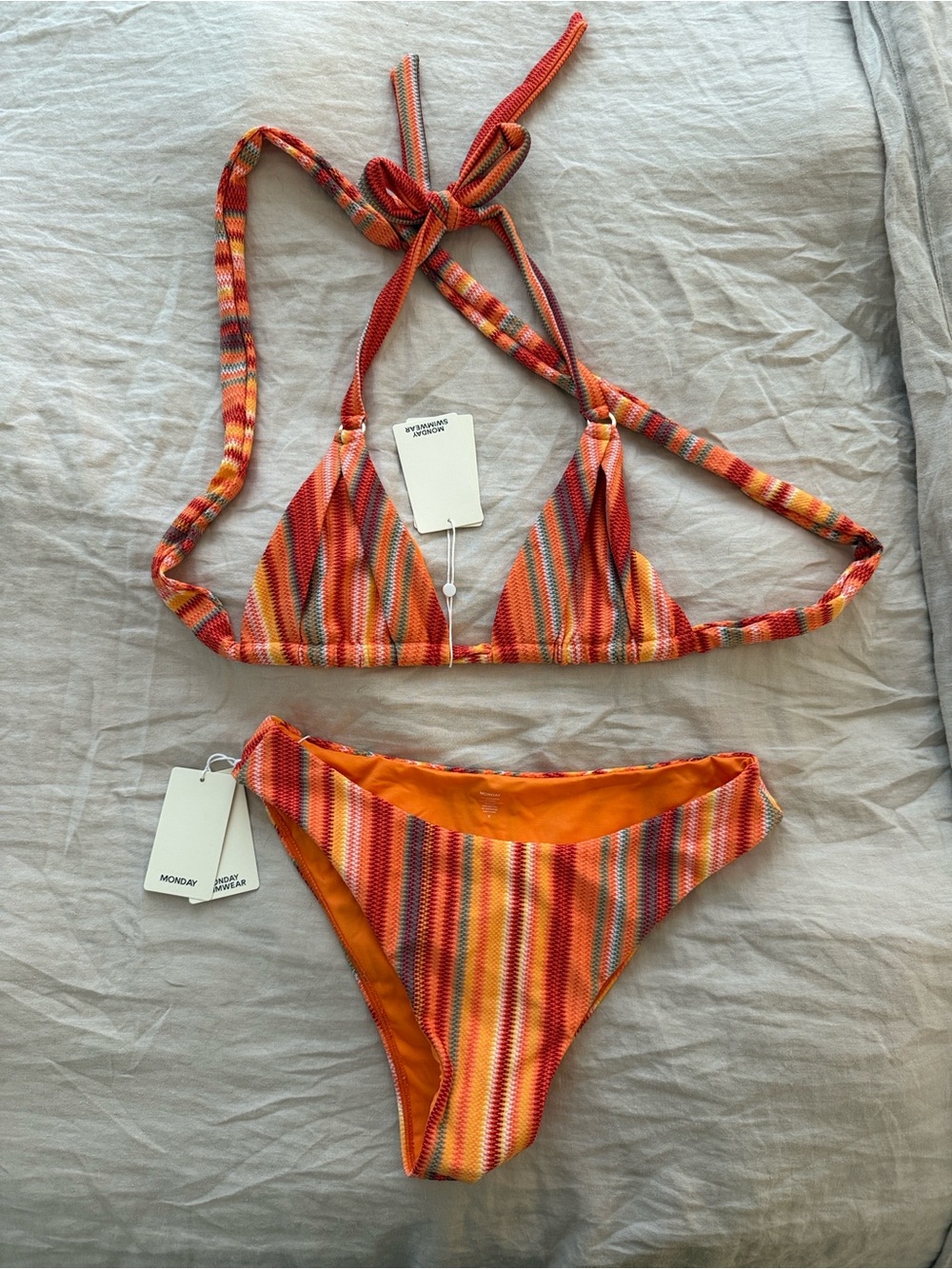 NWT Orange SARDINIA Stripe MONDAY SWIM Two-Piece Bikini